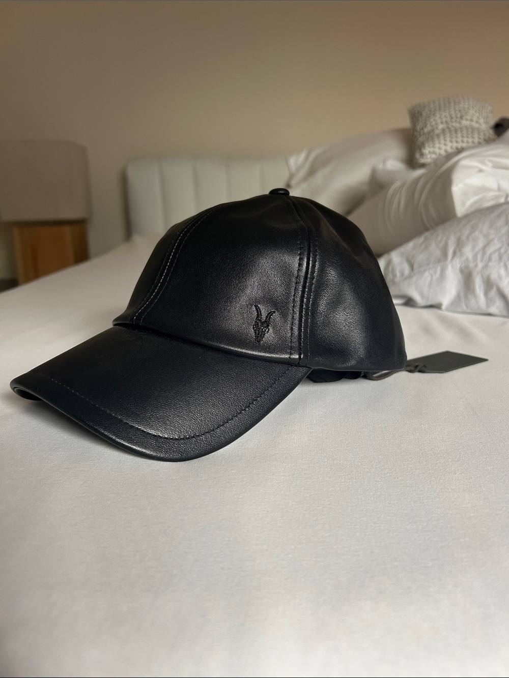 Black Leather Baseball Cap - Allsaints